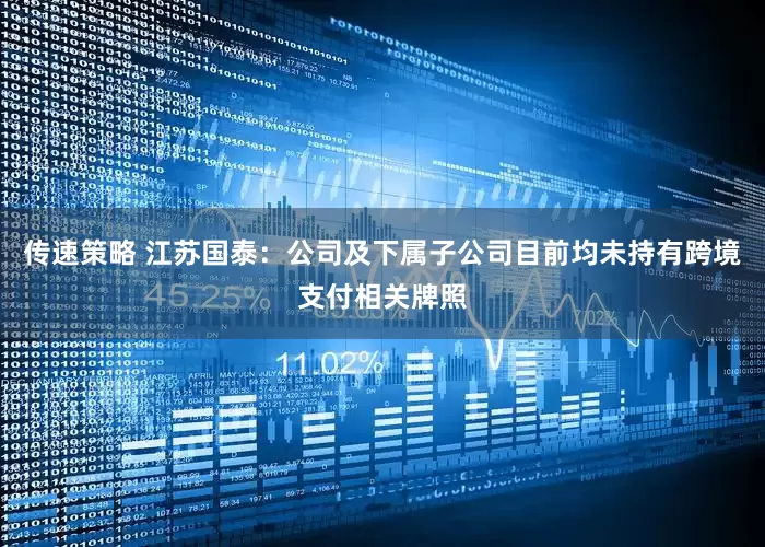 传速策略 江苏国泰：公司及下属子公司目前均未持有跨境支付相关牌照